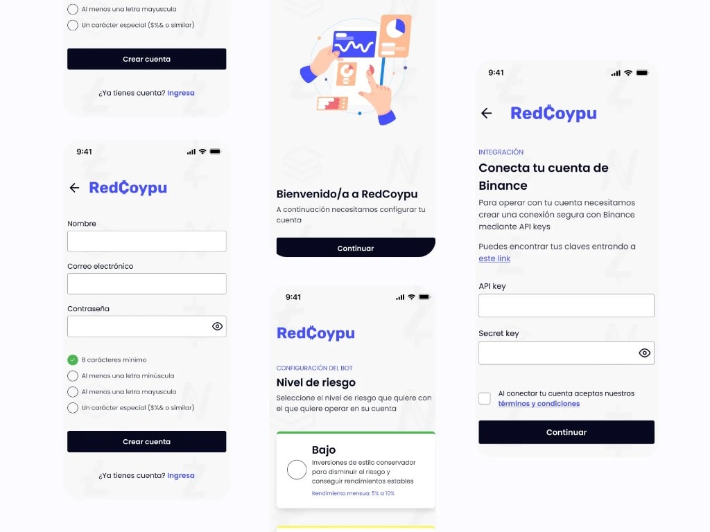 RedCoypu, onboarding y configuración de bot de trading